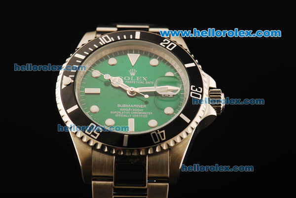 Rolex Submariner Automatic Movement Steel Case and Strap with Green Dial and Black Bezel - Click Image to Close